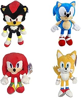 Characters Gift for Children- Sonic The Hedgehog Plush Bundle Gift Set, Sonic, Shadow, Tails, and Knuckles! Sega Value Pack 29cm | Soft Toy Powerful Super Quality, Plush Toy, Party Supplies Decoration