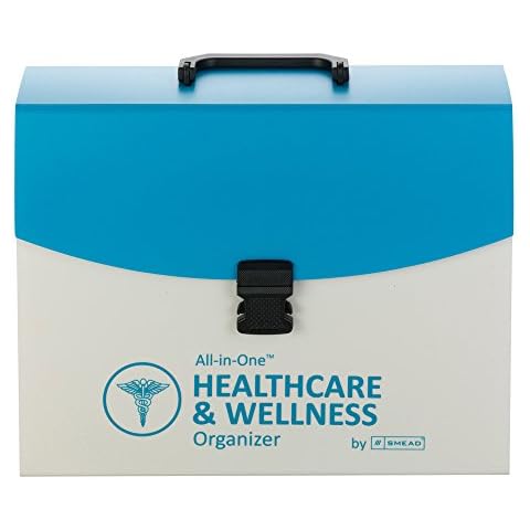 Smead All-in-One Healthcare & Wellness Organizer, 13 Pockets, Letter Size, Latch Closure, Poly White/Teal (92012) Cover