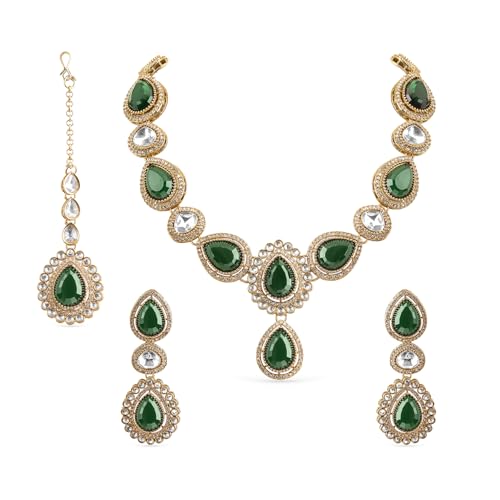 Image of Rubans AD Zircon Bridal Bold Statement Necklace Set Stylish