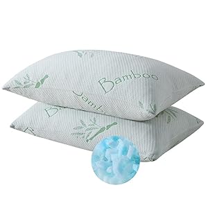 King Size Memory Foam Pillows Set of 2, Bed Pillow for Sleeping, Firm Pillow Gel for Neck Support, Hotel Quality Bed Rest Pillow with Cooling Zippered Breathable Cover King 2 Pack