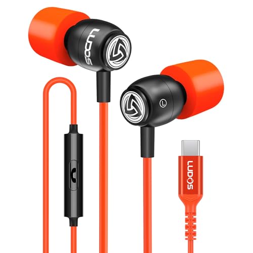 Image of LUDOS Clamor USB C Headphones for iPhone 17 16 15 Pro Max Plus Air iPad Pro, 5 Years Warranty, USB-C Earbuds for Samsung Galaxy S26 S25 S24 S23 Ultra S22 S21 FE S20 A55 A54 A53, USB Type C Earphones