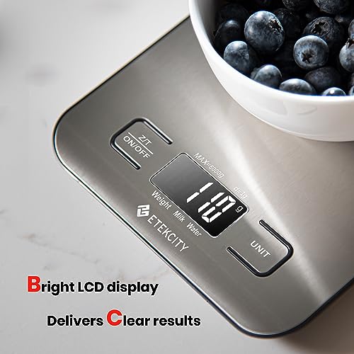Etekcity Food Kitchen Scale, Digital Grams and Ounces for Weight Loss, Baking, Cooking, Keto and Meal Prep, LCD Display, Medium, 304 Stainless Steel image 4