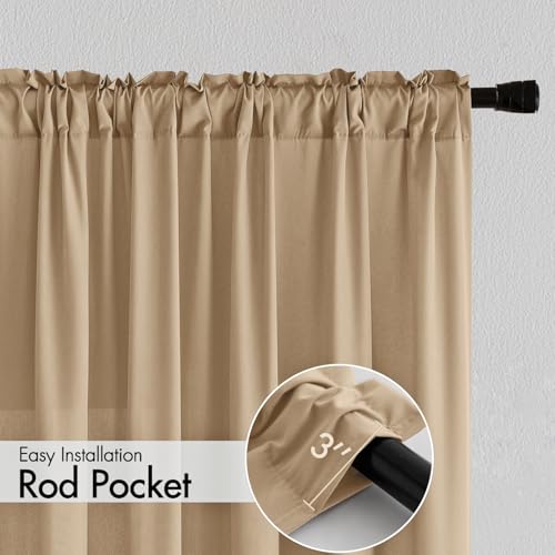Image of MIULEE Brown Semi Sheer Privacy Curtains Drapes 2 Panels 52W x 90L | Semi sheer privacy, non-see-through, light filtering, fits kitchen, bathroom, bedroom