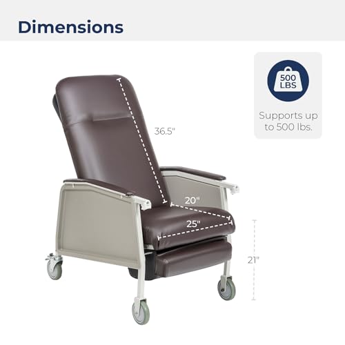 Image of Drive Medical Bariatric Geri Chair Recliner, Chocolate, Extra Wide | 3 Position Heavy-Duty Reclining Clinical Chair Features Armrests and Tray for Added Comfort and Support in an Extra Wide Seat