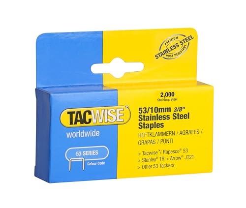 Tacwise 1270 Grapas en Acero Inoxidable de Tipo 53 / 10 mm, Paquete de 2.000 Grapas