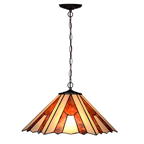 HAUSELIEBE Lampara Colgante Vintage, Tiffany Vaso Retro Cocina Iluminación Colgante Hecho a Mano Sencillo Patrón Ajustable Luces Colgantes para Sala de Estar del Dormitorio(40cm) Cover