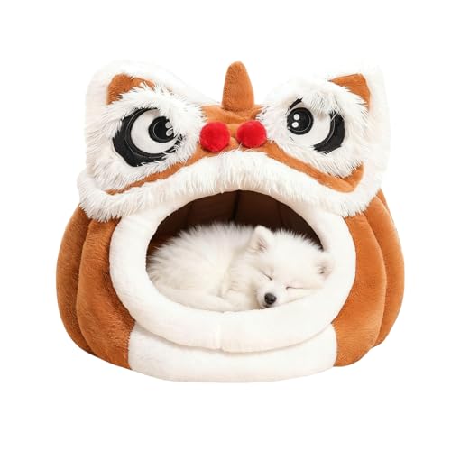 Cama para gatos con forma de león que alivia el estrés y el frío en casa 2