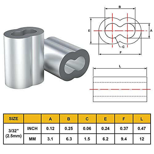 Snapklik.com : 3/32 200PCS Aluminum Crimping Loop Sleeves Wire Rope ...