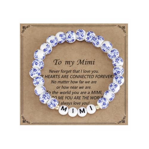 Kivosliv Mimi Gifts for Birthday from Grandkids Grandson Grandma Mothers Day Jewelry Mimi Bracelet Blue
