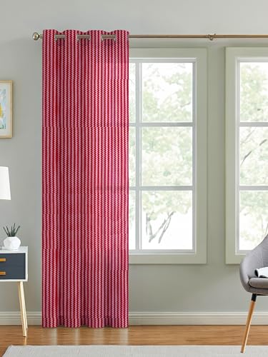 Image of Cortina Polyster Transparent Curtain Set |Long Door Installation | Bedroom Living Room Kids Room | 9 Feet Window Curtain Pack of 1 | Red