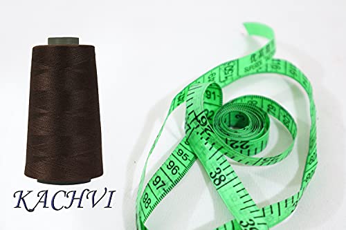 Image of Ace International Exports 3000 m Overlock Polyester Sewing Thread Set Box Yarn Spool Cone, Coffee - Pack of 5 Spools