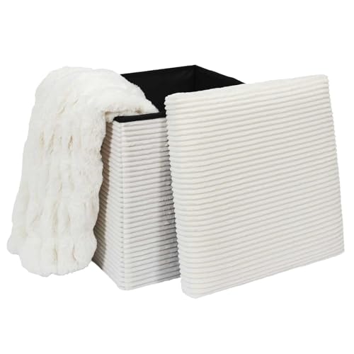 Pouf coffre pliable rangement 38 cm beige, CMP