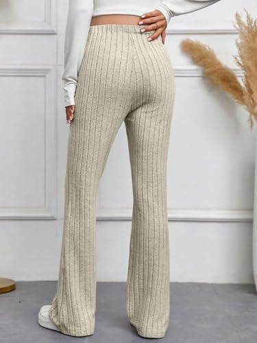 Beaudrm Women'S Maternity Flare Leggings Over The Belly Ribbed Knit High Stretchy Skinny Leg Pants Apricot Medium thumb #1