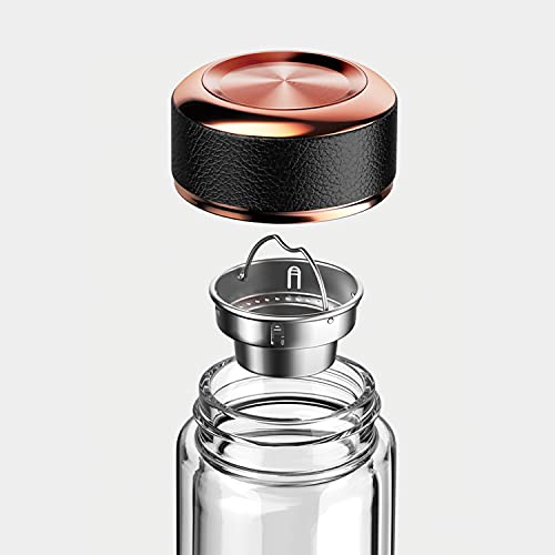 Leidfor Tea Infuser Bottle - Bpa Free Double Wall Glass Travel Tea Mug With Stainless Steel Filter - Leakproof Tea Tumbler With Strainer For Loose Leaf Tea And Fruit Water 17 Oz Lily #TOP1