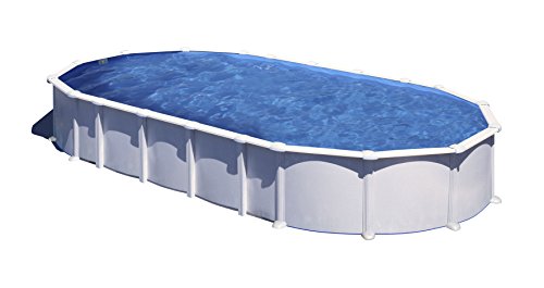Gre KITPROV9188 Haiti - Piscine Hors-Sol en Acier, Piscine Ovale avec Structure en Acier Blanc, sans Renforts apparents. Piscines Hors-Sol pour Jardin,...