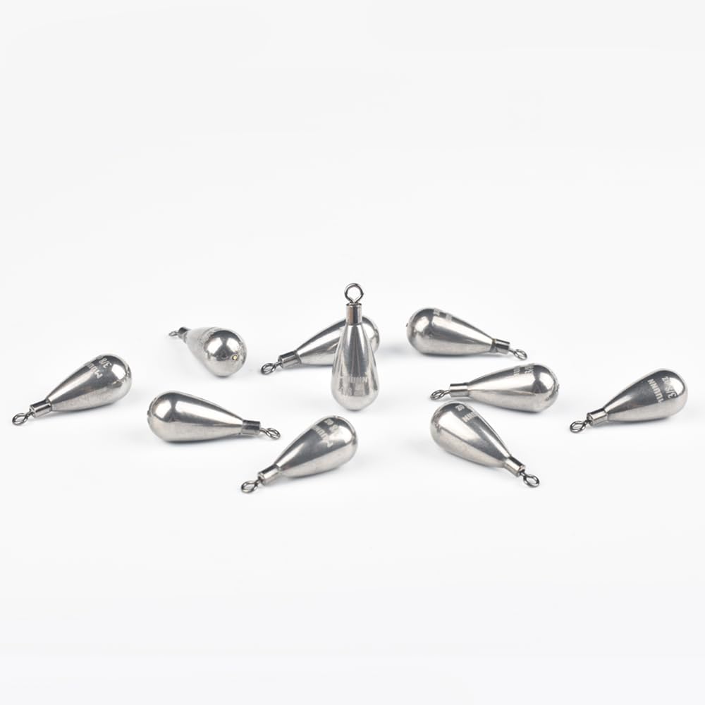 10 Stück Wolfram Free Rig Tear Drop Shot Gewichte, gratis Rig Angel-Sinkers Set für Drop Shot Rig, 97% Dichte Wolfram Angelgewichte