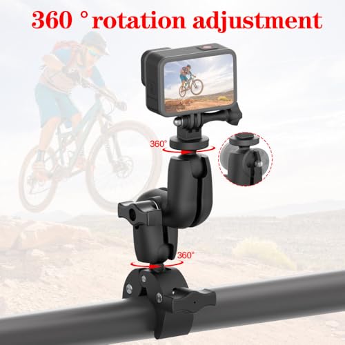 Image of yantralay 360 Adjustable Motorcycle Bike Handlebar Mount for Go pro, D JI, Insta 360 | Dual Ball Head Super Clamp with 1 /4 inch Screw for Action Cameras & Accessories