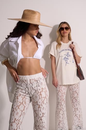 Gottex Women's Beach Life Saint Tropez Floral Lace Cover-Up Pants-High Waist, Elastic Waistband, Flare Bottom4