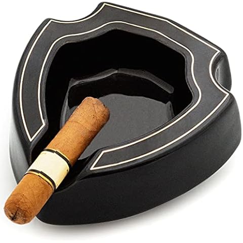 ROGOZ Ceramic Cigar Ashtray For Men, Durable Solid 1 Slot Cigar Holder, Large Heavy Outdoor Glass Cigar Ashtrays For Patio, Unique Ceramic Cigar Ash Tray For Home Office ,Cigars Gift For Men TRC-CCZ Cover