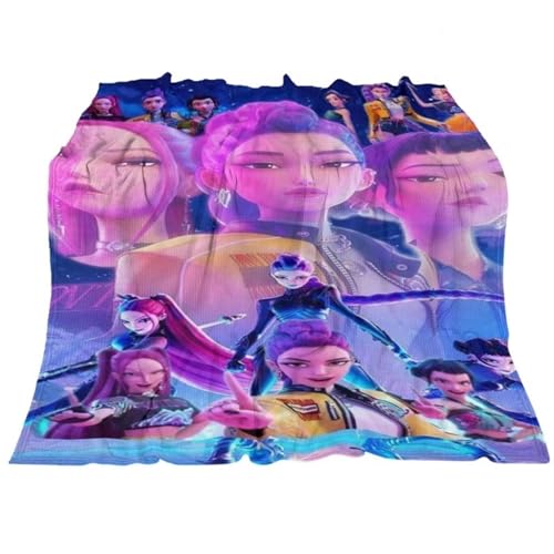 PulseLaaab Kpop Demons Blanket, Cute Cosy Fluffy Hunters Soft Blankets for Bed Office Knee Pad Warm Throws Audlts(Style-01,100 * 150CM)