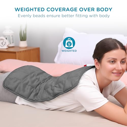 Image of Comfytemp Weighted Heating Pad for Period & Back, 2.2lb Extra Large Menstrual Heated Pad, 12 inch x 24 inch XL Electric Heat Pad with 9 Heat Level & 11 timers auto-off for Neck Shoulder Leg Knee Abdomen, Gray