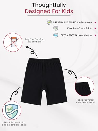 Image of BODYCARE Girls Cycling Shorts | 100% Cotton Stylish, Comfortable & Durable Shorts for Girls | Pack of 3