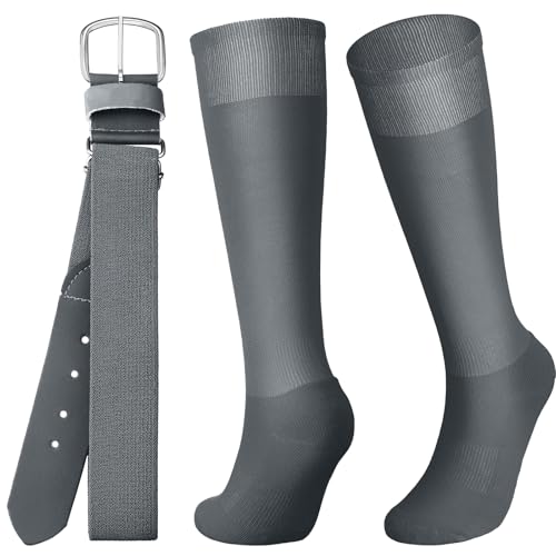 Image of Zhanmai Baseball Belt and Socks Combo, Adjustable Elastic Belt and Softball Socks, Multiple Sizes for Youth Boys Girls, Adult