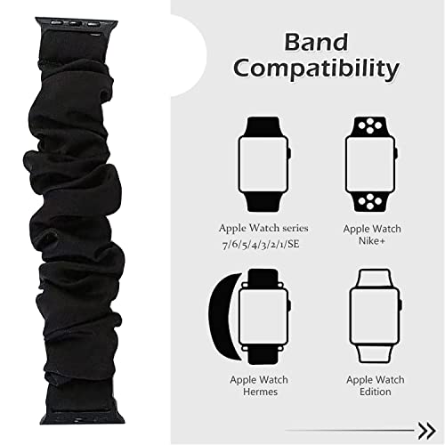 DKGKOO Scrunchie Watch Strap for Women Compatible with iwatch Series 9 8 7 6 5 4 3 2 1 SE (C(Gray/Black/Pink/Purple/White) - Image 3
