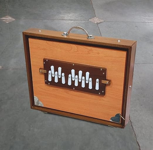 Shruti Box, grand et petit bois de teck pur Sur Peti avec sac de forme, couleur naturelle, instrument de musique accordé 440 Hz