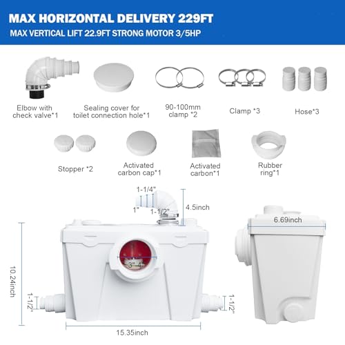 Flodream FD-500LS Macerating Toilet With Macerator Pump For Basement Upflush System thumb #2