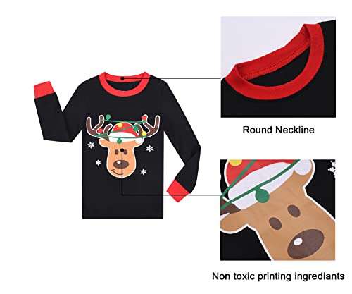 Benaive Boys Christmas Pajamas Kids Xmas Holiday Pjs 100% Cotton, 2-Piece Boys Sleepwear Long Sleeves Set Size 7 - image 5