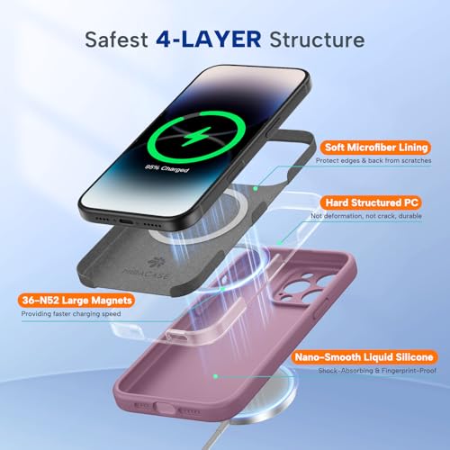 Image of Miracase Magnetic for iPhone 14 Pro Max Case, [Soft Anti-Scratch Microfiber Lining], Compatible with MagSafe, Silicone Shockproof Protection Phone Case for iPhone 14 Pro Max,Blackcurrant