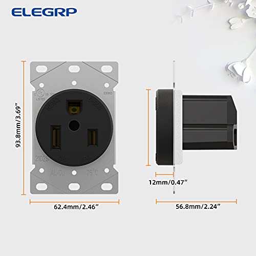 image for ELEGRP 50 Amps 250V Flush Mounting Power Outlet, NEMA 6-50R Receptacle