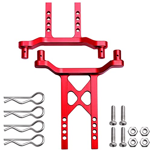 Hobbyfire Metal Aluminum Front & Rear Body Mounts Posts for 1/18 Traxxas LaTrax Teton SST, Replace Parts 7615 (Red)