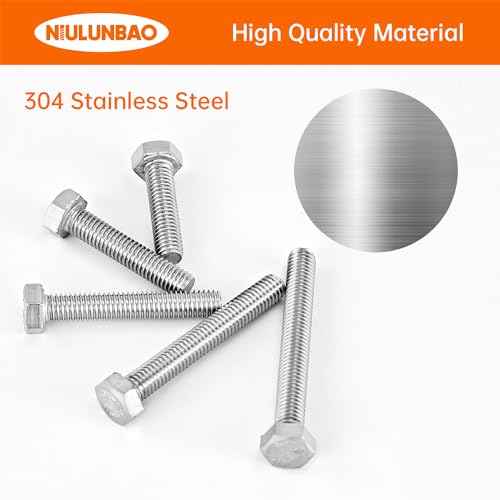 Image of M5 x 20mm 25mm 30mm 35mm 40mm Heavy Duty Hexagon Bolts Hex Head Screws, 304 Stainless Steel, Metric Fully Thread, Machine, Bright Finish, Assortment Kit 50PCS