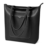 KALIDI Tote Bag Large Shoulder Bag Women Vegan Leather Bag for 17'' Laptop Casual Work Hobo Handbags Purse with Zipper Pockets, Black
