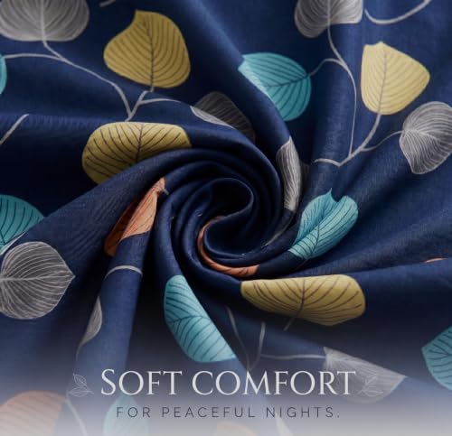 Image of BSB HOME 210 TC Cotton Feel Double Bedsheet with 2 Pillow Covers, Soft & Breathable Floral Printed Bed Sheet, Easy Care Bedding for Bedroom - 86 x 88 Inches (218 x 224 cm) (Midnight Ink Navy)