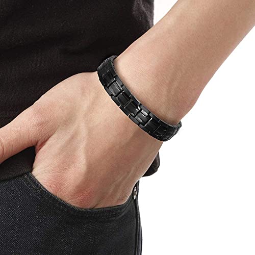 JEROOT Magnetarmband,Reines Titan-Power Herren Magnetische Armbänder für Arthritis Verschluss Armband Magnet Herren Gesundheit 4 Element Magnetarmband Energetix mit Einstellwerkzeug (3500 gauss) – Bild 6