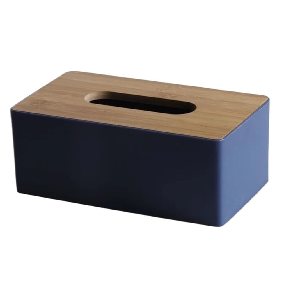 Aimanqi Blue Tissue Box Napkin Holder Case Paper Box Container Cover Solid Wood Hotel Storage Box Home Table Decoration(Blue)