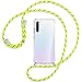 Produktbild mtb more energy® Handykette kompatibel mit Xiaomi Redmi Note 8T (6.3'') - Neon-Gelb gestreift - Smartphone Hülle zum Umhängen - Anti Shock Strong TPU Case