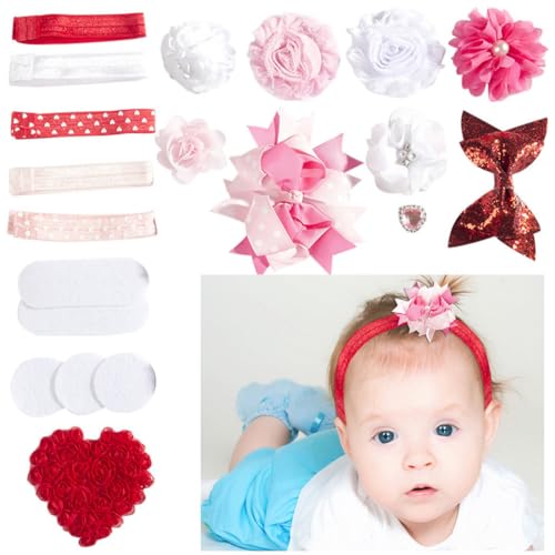 Kapmore Faixa de cabelo infantil DIY conjunto decorativo para o dia dos namorados faixa de cabeça de