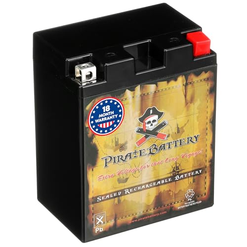 Image of Pirate Battery 14AHL-BS Maintenance-Free, 210CCA, 12V 14Ah Battery Replacement for ATV, Motorcycle, Jet Skis, Scooter, UTV, and More - Nut and Bolt (T3) Terminal