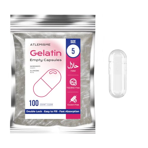Empty Gelatin Capsules Size 5 - (100 Count) Very Small Empty Capsules Ideal for DIY Filling - Gel Caps