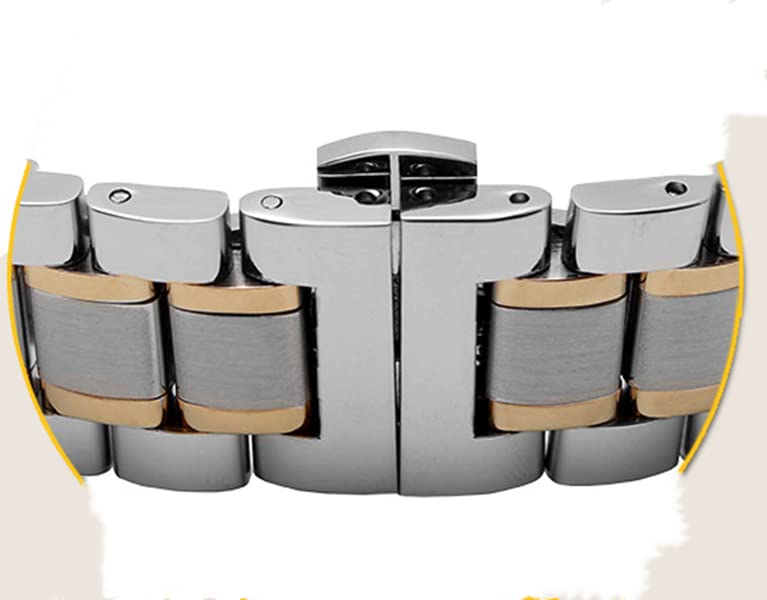 Bracelet de montre de remplacement en acier inoxydable bicolore 17 mm