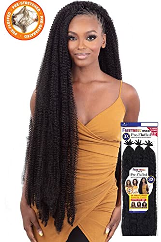 Freetress Braids 3X PRE FLUFFED WATER POPPIN TWIST 28 (3-PACK, BURG)