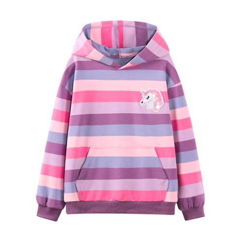 Image of weLaken Unicorn Sweatshirts for Girls Thick Cotton Pullover Tops Fall Winter Children Girls Clothing