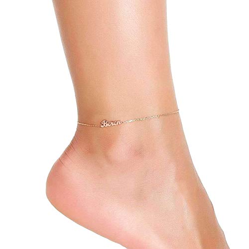 14K Solid Gold Or Sterling Silver Name Anklet, Personalized Gold Name Anklet, Minimalist Custom Name Anklet, Dainty Gold Monogram Name Anklet For Women Girls Bridesmaids Gift For Her #TOP2