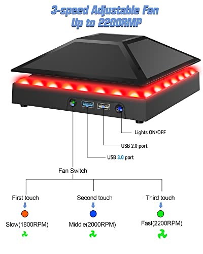 Narati Cooling Fan For Xbox Series X, Top Cooler Fan System For Xbox Series X, 3 Level Adjustable Fan Speed 1800/2000/2200 Rpm With Rgb Led, Extra 2 Usb Port & Independent Touch Switch, Low Noise #TOP4