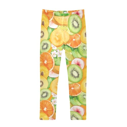 JUNZAN Cute Kiwi Fruit Orange Baby Girl Athletic Leggings Stretchy Girls Yoga Pants Fall Winter Warmer 4T