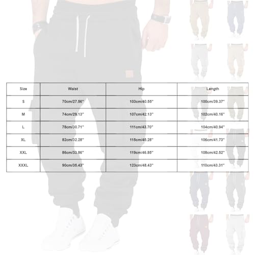 Cargo Sweatpants for Men 2025 Heavyweight Elastic Waist Pants with Pockets Baggy Drawstring Jogger Trousers3